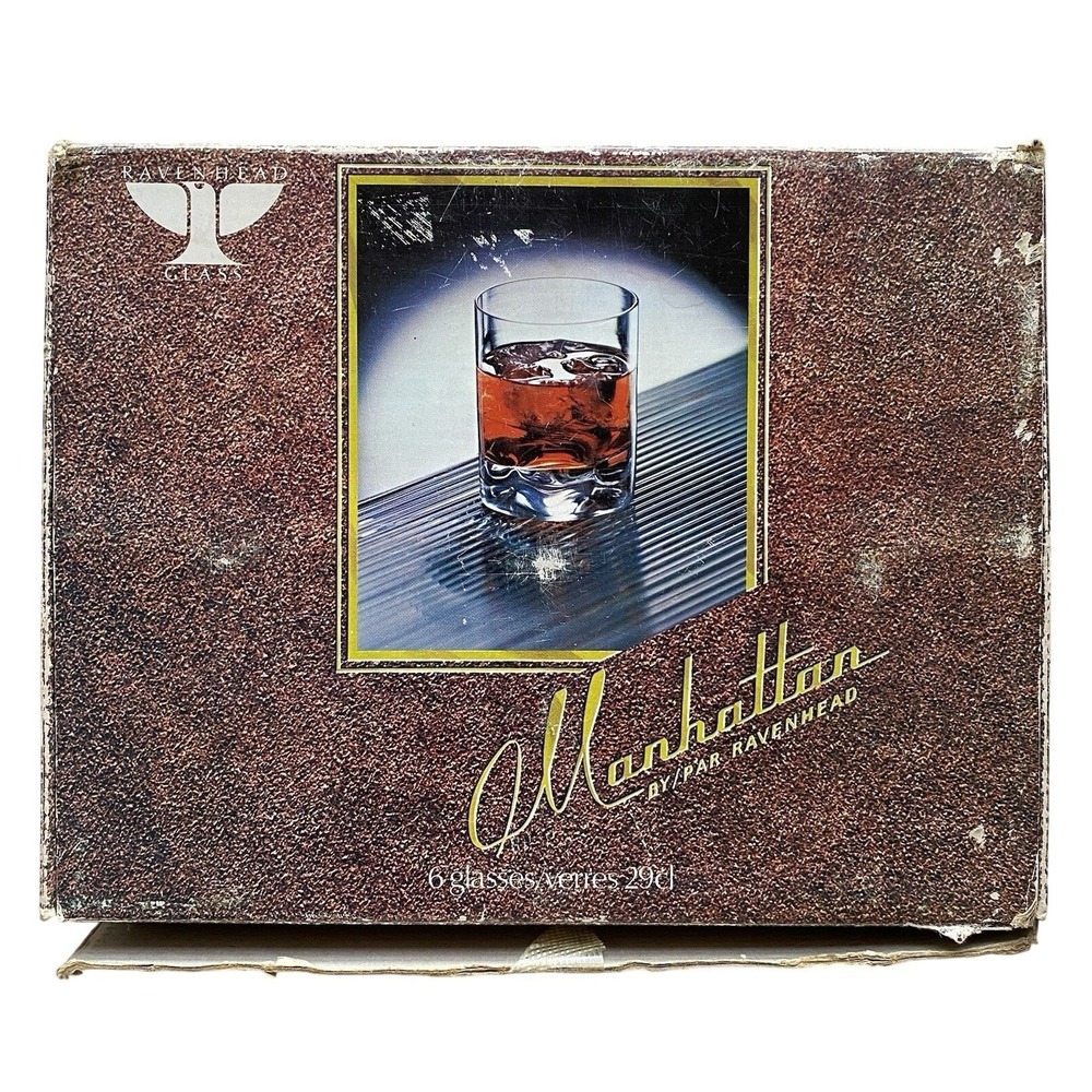 Vintage Manhattan By Ravenhead Glass Whiskey Glasses 9.8‎ oz. Set of 6 Drinkware